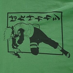 Kakashi Hatake Naruto Anime T-Shirt Ladies Junior Large Green Port & Company
